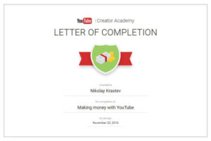 YouTube - Making Money With YouTube Certificate