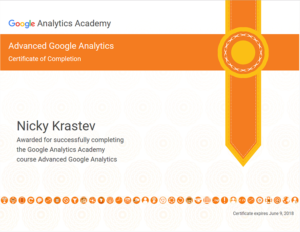 Advanced Google Analytics certificate